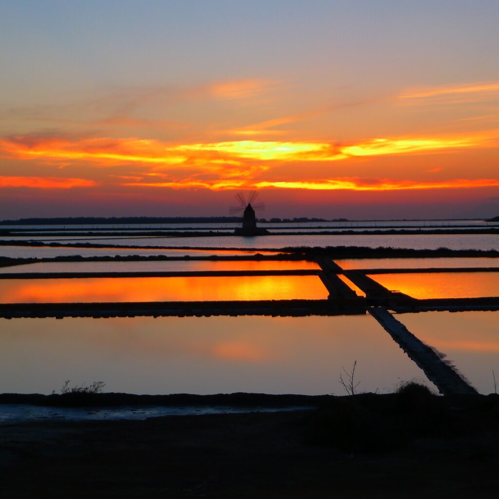 Salt pans sunset - Reserve of the Stagnone Islands of Marsala and Mozia